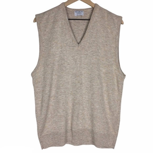 VINTAGE Sweater Vest Westchester Classics Union Made Oatmeal Classic Size Large - Picture 1 of 7